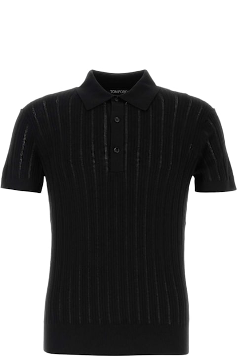 Clothing Sale for Men Tom Ford Black Cotton Blend Polo Shirt