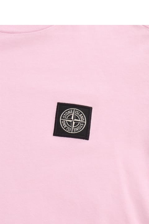 Fashion for Boys Stone Island Junior Pink T-shirt With Logo