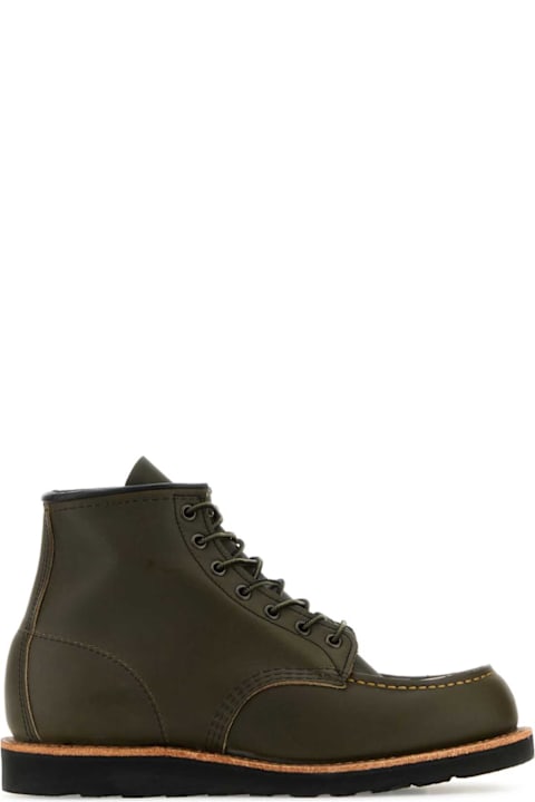 Red Wing Shoes for Men Red Wing Olive Green Leather Ankle Boots