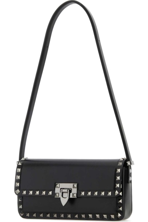 Fashion for Women Valentino Garavani Black Leather Rockstud Shoulder Bag