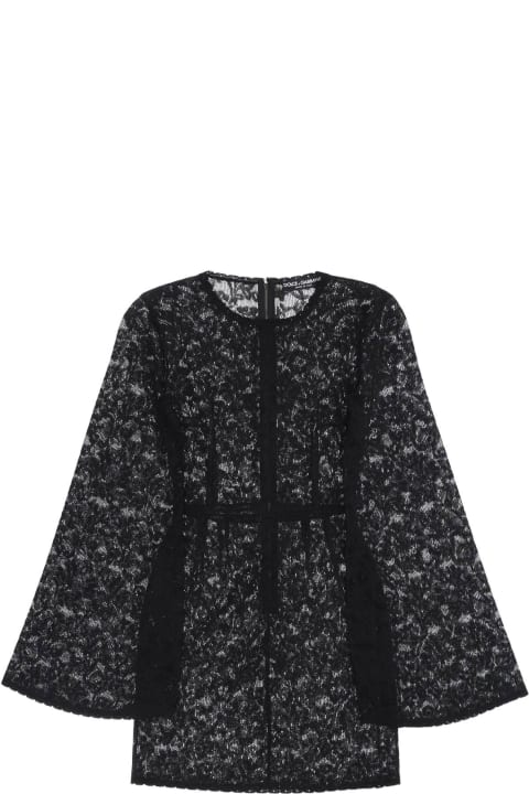 Dolce & Gabbana Clothing for Women Dolce & Gabbana Mini Dress In Floral Openwork Knit