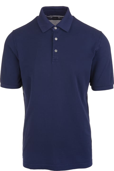 Fedeli Men Fedeli Dark Blue Polo Shirt In Light Piqué Cotton