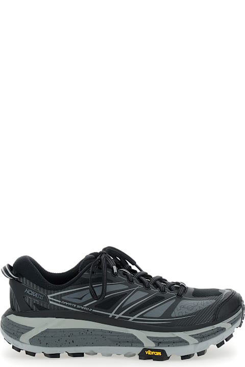 Shoes for Women Hoka 'mafate Speed 2' Black Low Top Sneakers With Logo Print On The Side In Tech Fabric Unisex