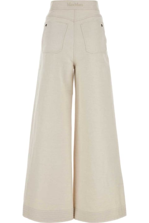 Clothing for Women Max Mara Sand Cotton Blend Oboli Wide-leg Pant
