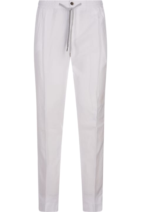 Sale for Men PT01 White Linen Blend Soft Fit Trousers