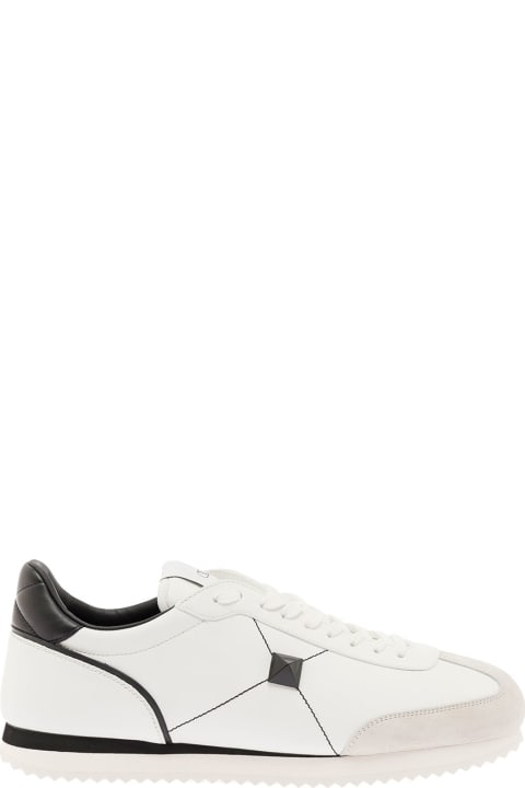 'retrorunner' White Sneakers With Maxi Stud Detail In Leather Man