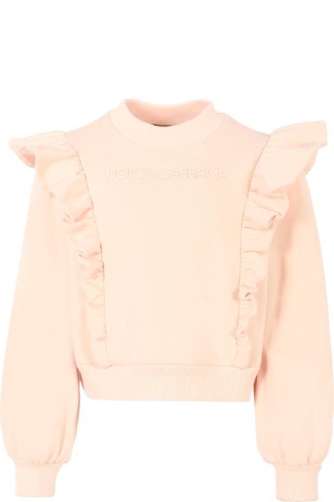 Homeware Dolce 
Gabbana Pink Crop Sweatshirt For Girl With Logo