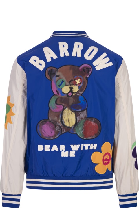 Barrow Coats & Jackets for Men Barrow Blue College Bomber Jacket With Applications