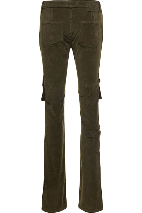 Fashion for Women Blumarine Military Green Low-waisted Cargo Pants With Logo Patch In Velvet Woman