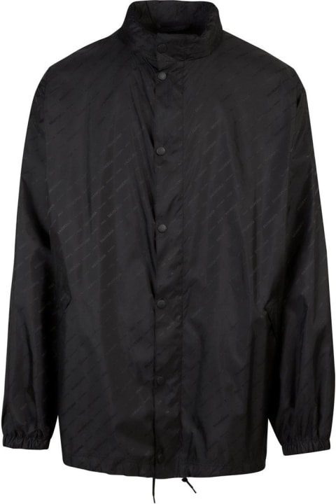 Balenciaga Clothing for Men Balenciaga Allover Logo Printed Rain Jacket