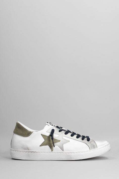 Sneakers In White Suede And Leather