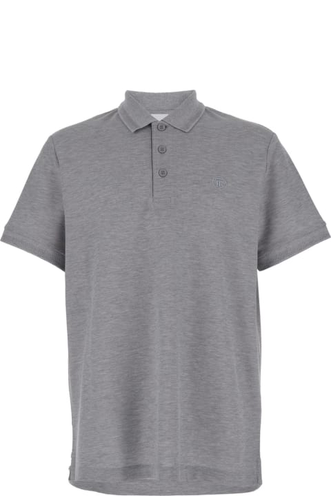 Clothing for Men Burberry Grey Short Sleeve Polo Shirt With Buttons In Cotton Man