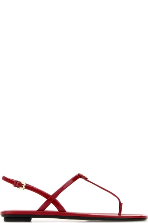 Prada Red Leather Thong Sandals