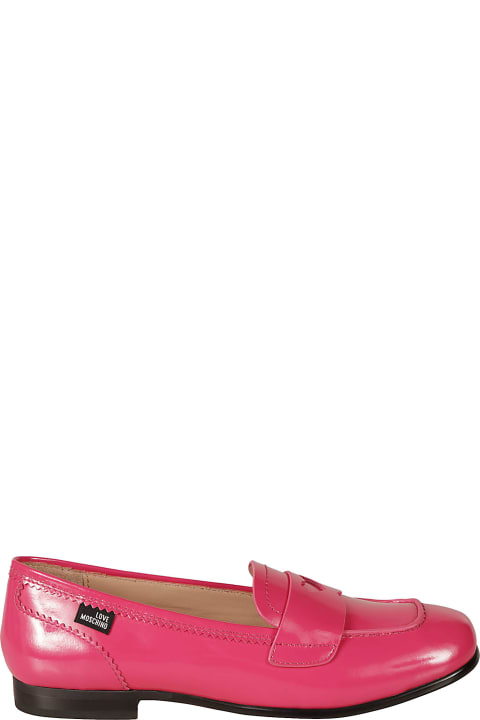 Flat Shoes for Women Love Moschino College15 Vernice Loafers