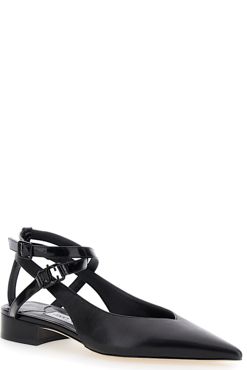 Jimmy Choo Shoes for Women Jimmy Choo 'jemima' Black Flat Shoes With Logo Detail In Smooth Leather Woman