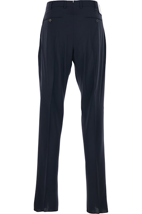 PT Torino for Kids PT Torino Blue Slim Fit Trousers With Belt Loops And Front Pleats In Wool Man