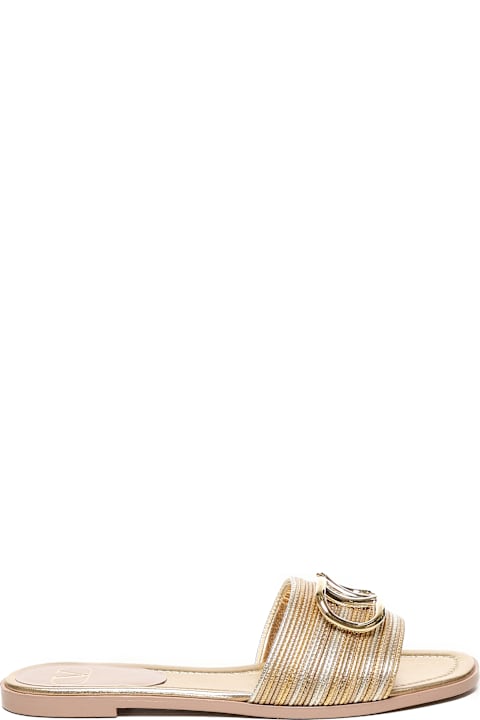 Valentino Garavani Sandals for Women Valentino Garavani Vlogo Cotton And Leather Sandals