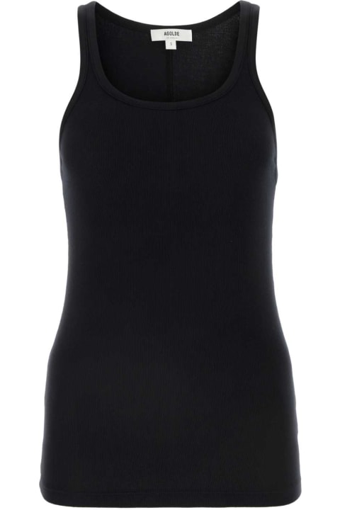 Topwear for Women AGOLDE Black Stretch Modal Blend Zane Tank Topâ 
