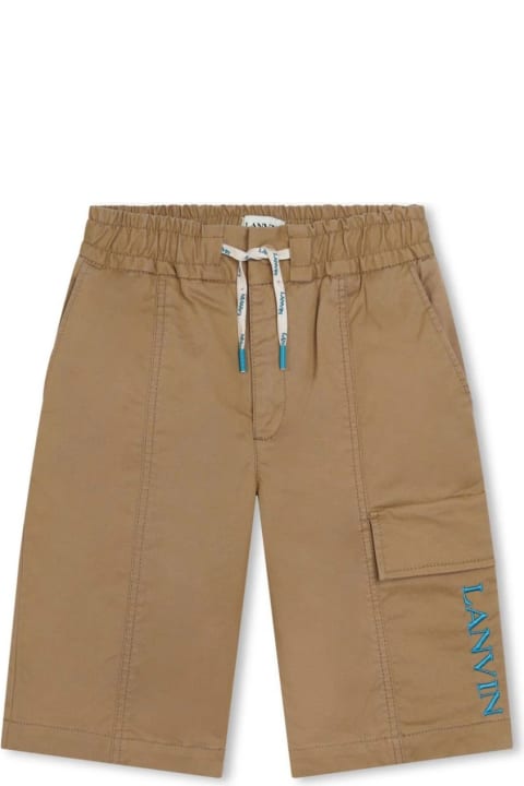 Lanvin for Kids Lanvin Dark Beige Bermuda Shorts With Logo And "curb" Motif