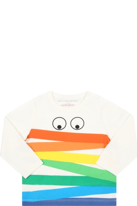 Ivory T-shirt For Babykids With Eyes And Rainbow