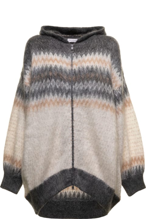 Nordic Oversize Mohair And Wool  Cardigan Brunello Cucinelli Woman