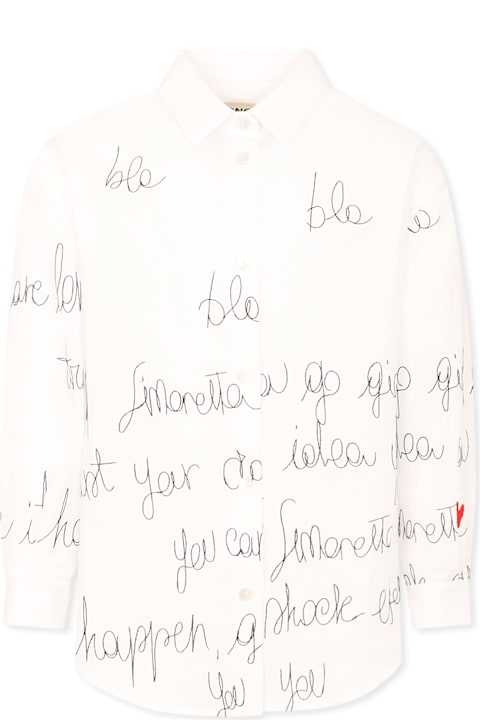 Simonetta for Kids Simonetta White Shirt For Irl With Writing