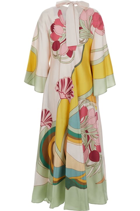 La DoubleJ for Kids La DoubleJ Long Dress With Short Sleeves And Floral Print