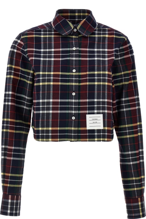 Thom Browne Topwear for Women Thom Browne Tartan Cropped Shirt