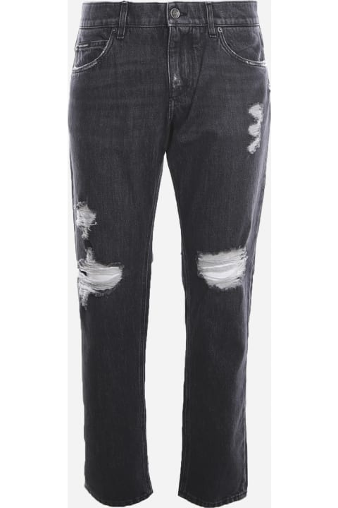 メンズ新着アイテム Dolce & Gabbana Distressed Cotton Denim Jeans