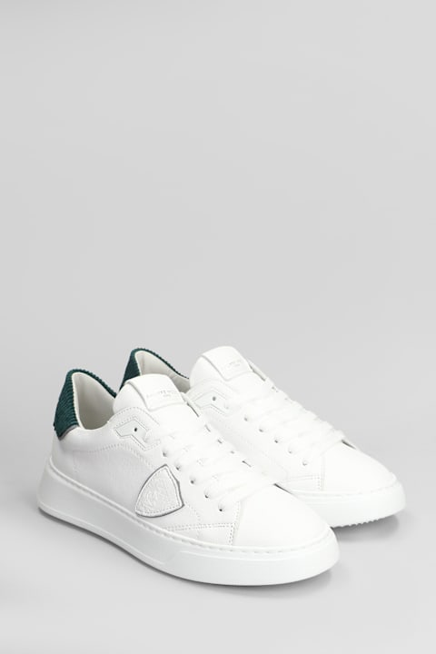 آخر صيحات الموضة من القسم الرجالي Philippe Model Temple Low Sneakers In White Leather