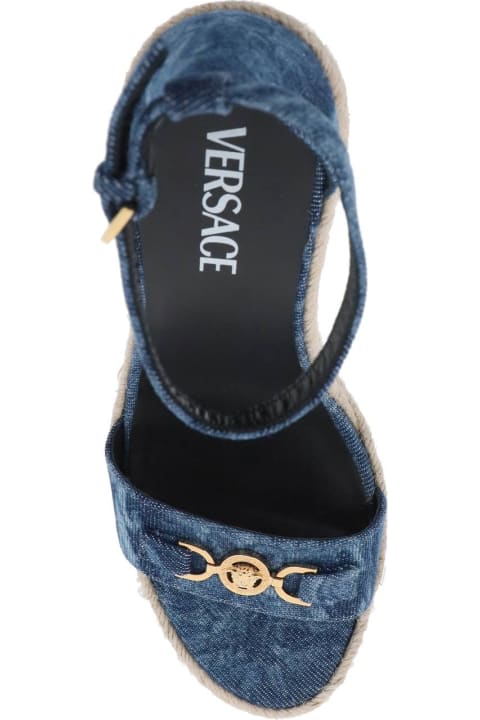 Shoes for Women Versace Straw Wedge Sandals