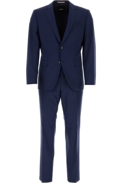 メンズ Hugo Bossのスーツ Hugo Boss Blue Stretch Wool Suit