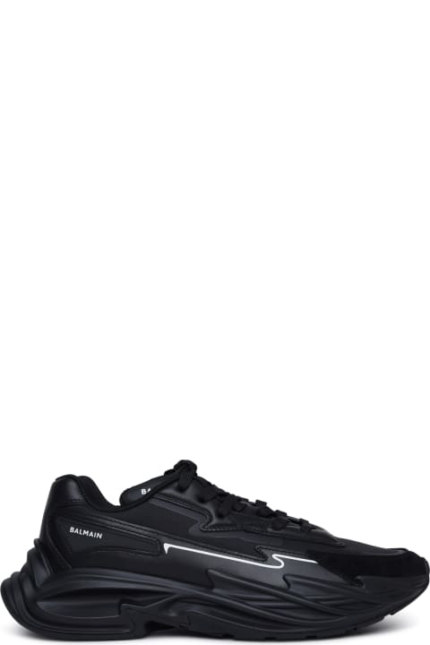 'run-row' Black Leather And Nylon Sneakers