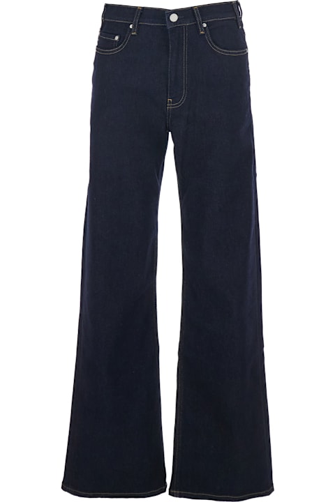 AG Jeans لـ Men AG Jeans Wide Leg Jeans With Logo Patch On The Back In Blue Denim For Women
