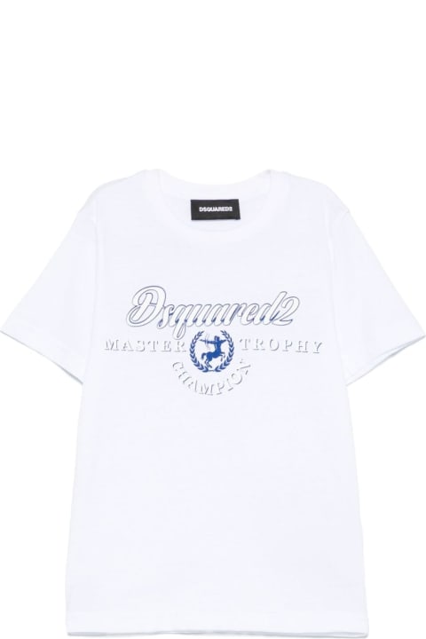 Dsquared2 قمصان بياقة دائرية وقمصان البولو لـ بنات Dsquared2 T-shirt Con Applicazione