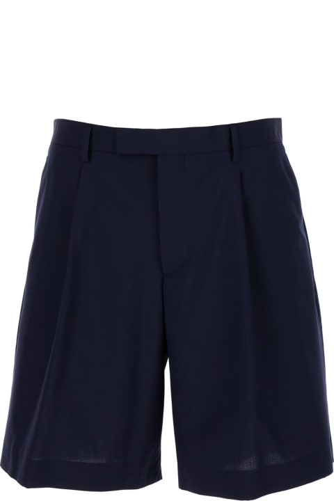 Lardini Pants for Men Lardini Blue Sartorial Bermuda Shorts With Pleated Details In Wool & Cotton Blend Man