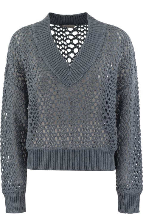 Sweaters for Women Brunello Cucinelli Mesh Jersey In Techno Cotton