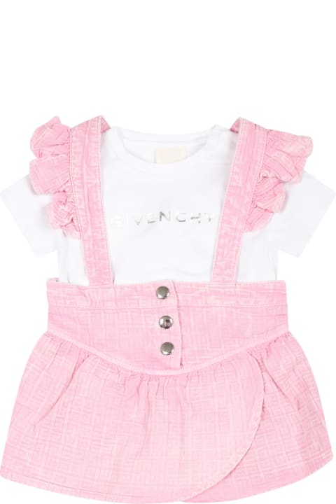 Givenchy Sale for Kids Givenchy Pink Suit For Baby Girl With Logo