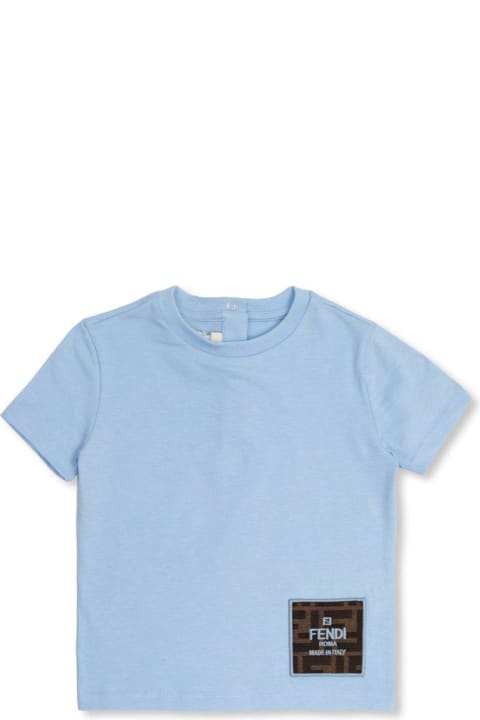 Topwear for Baby Boys Fendi Logo Patch Crewneck T-shirt