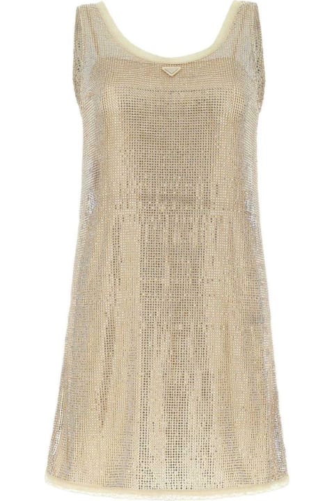 Prada فساتين لـ السيدات Prada Logo Plaque Embellished Sleeveless Dress