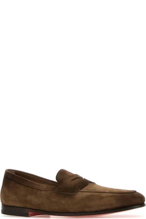 Santoni Shoes for Men Santoni Brown Suede Carlos Loafers