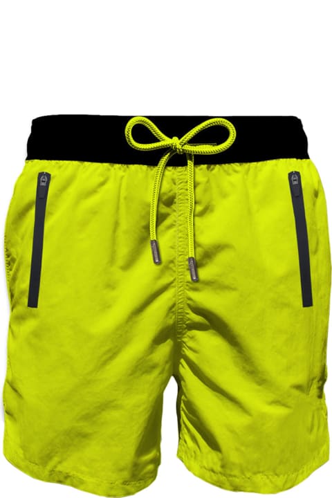 Homeware MC2 Saint Barth Fluo Yellow Light Fabric Zipped Swim Shorts