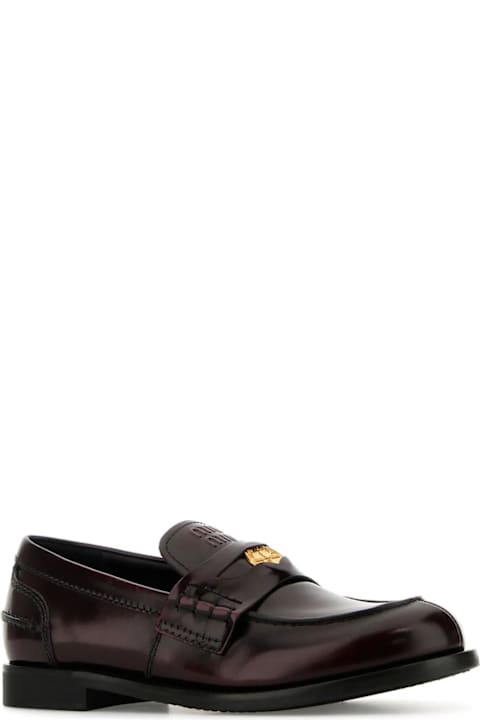 Miu Miu لـ Women Miu Miu Tyrian Purple Leather Loafers