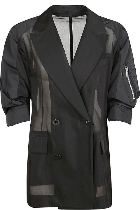Coats & Jackets for Women Sacai Lace Paneled Double-breasted Blazer