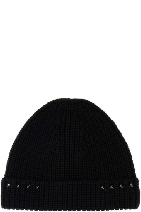 Valentino Garavani Hi-Tech Accessories for Men Valentino Garavani Black Wool Beanie Hat