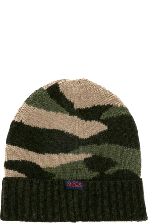 Hats for Women MC2 Saint Barth Blended Cashmere Hat With St. Barth Army Patch