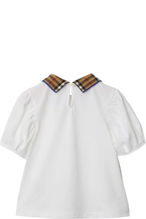 Burberryのボーイズ Burberry White Cotton Polo Shirt