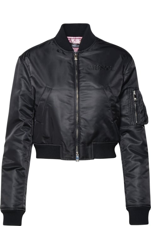 ウィメンズ Versaceのコート＆ジャケット Versace Black Nylon Bomber Jacket