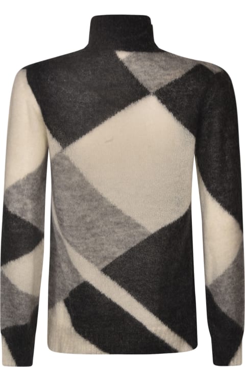 Parosh Sweaters for Women Parosh Round Neck Fur Applique Colourblock Sweater