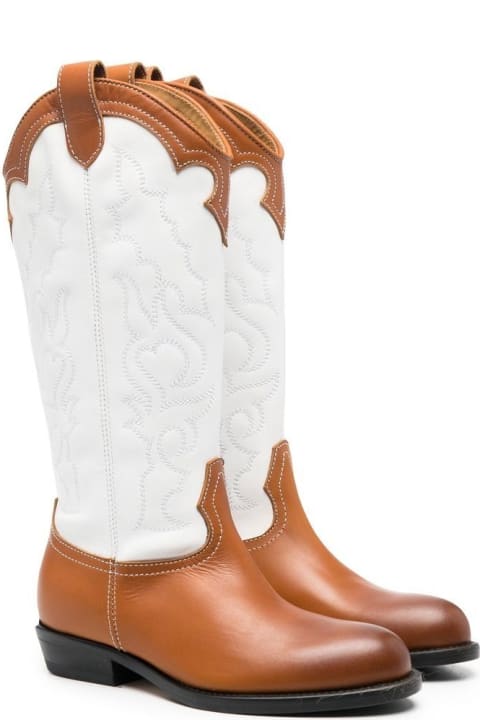 Panelled Leather Cowboy Boots